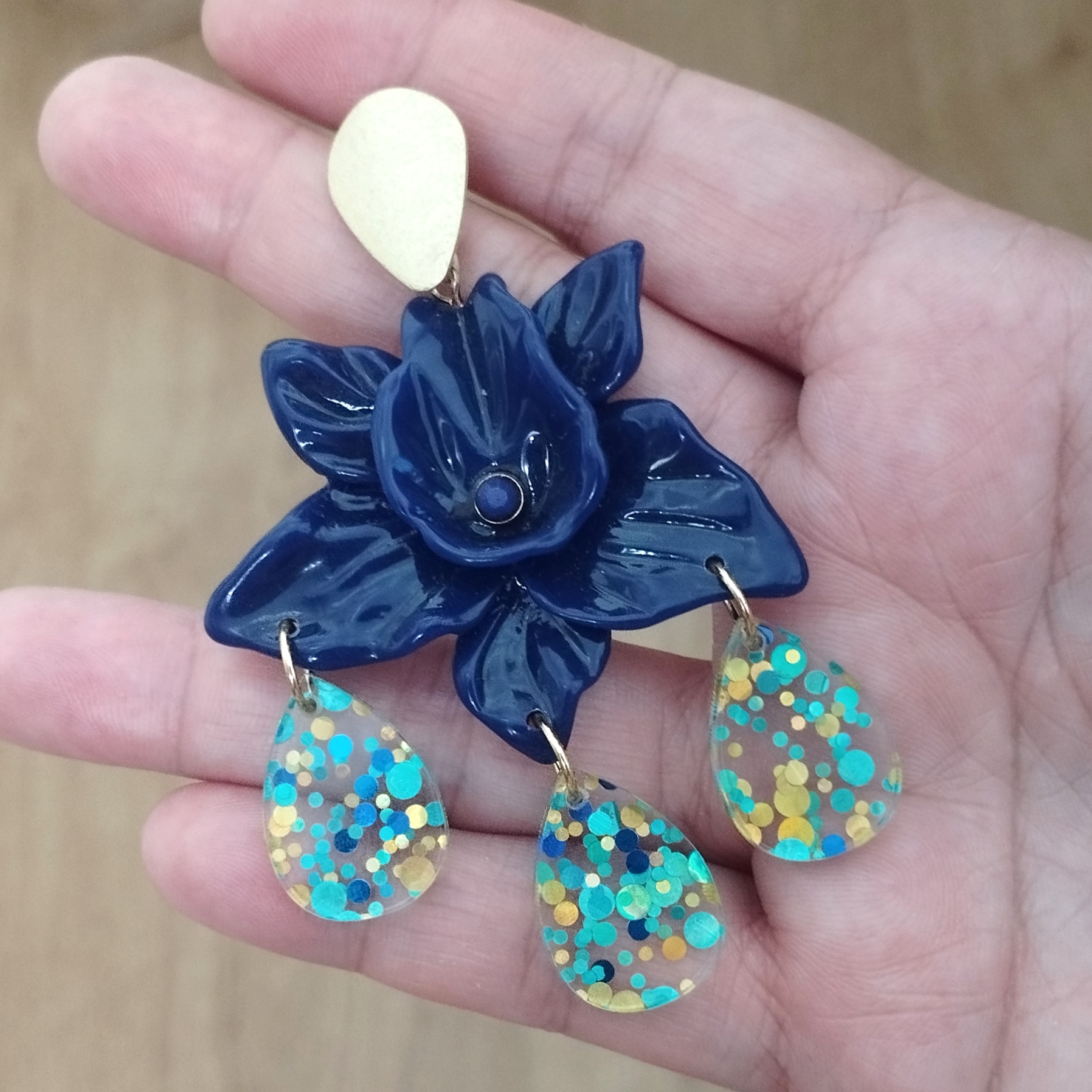 Pendientes Flor Azul