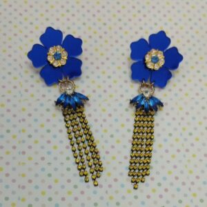 Pendientes Flor Azul Strass