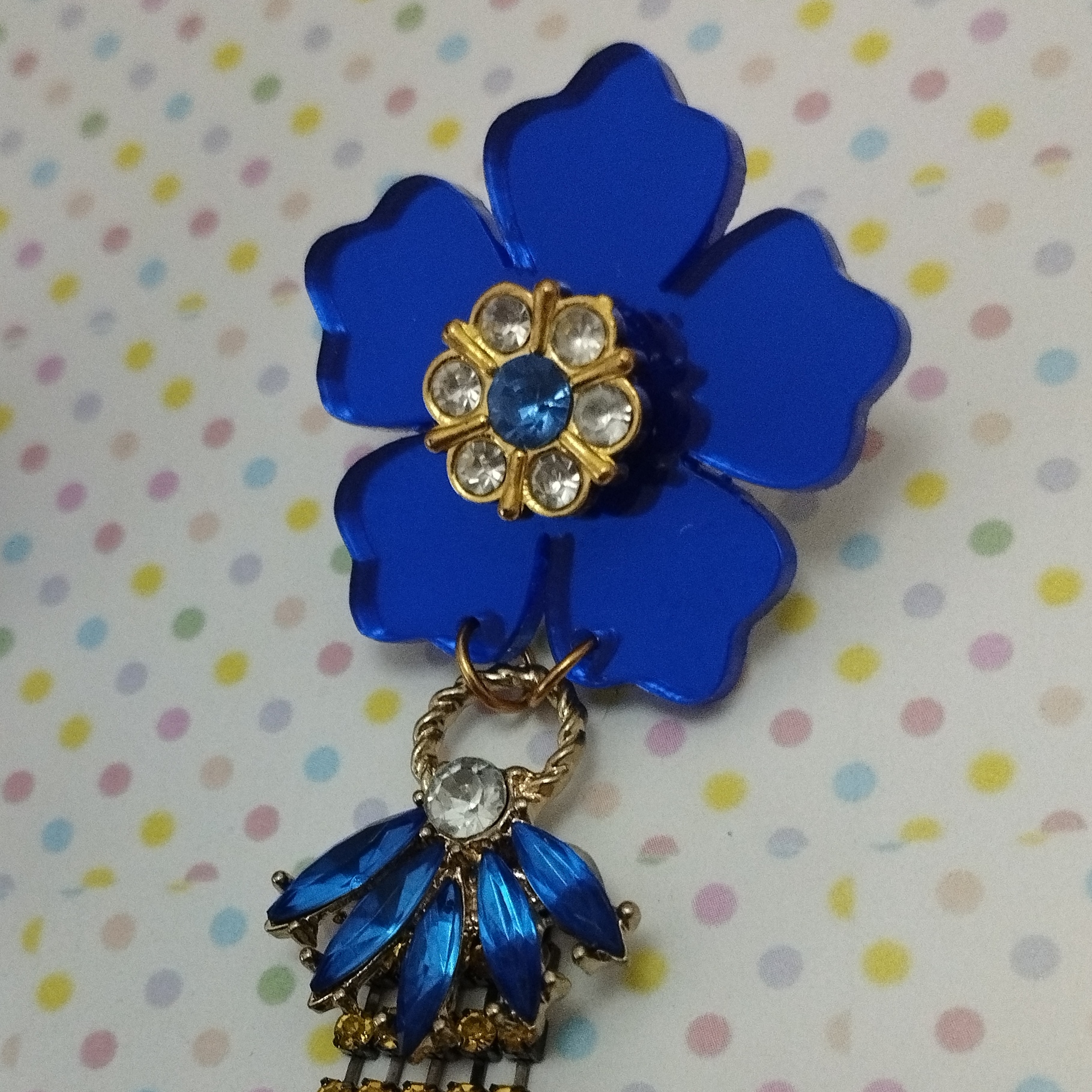 Pendientes Flor Azul Strass - Imagen 2