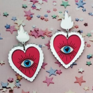 Pendientes Corazón con Ojo y Fuego