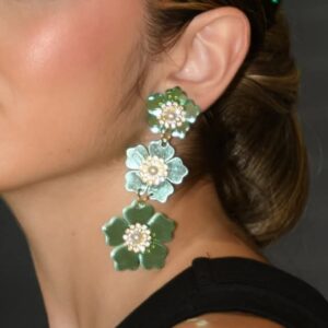 Pendientes Tira Flores Strass