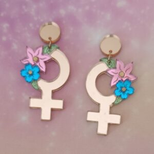 Pendientes Símbolo Mujer Flores